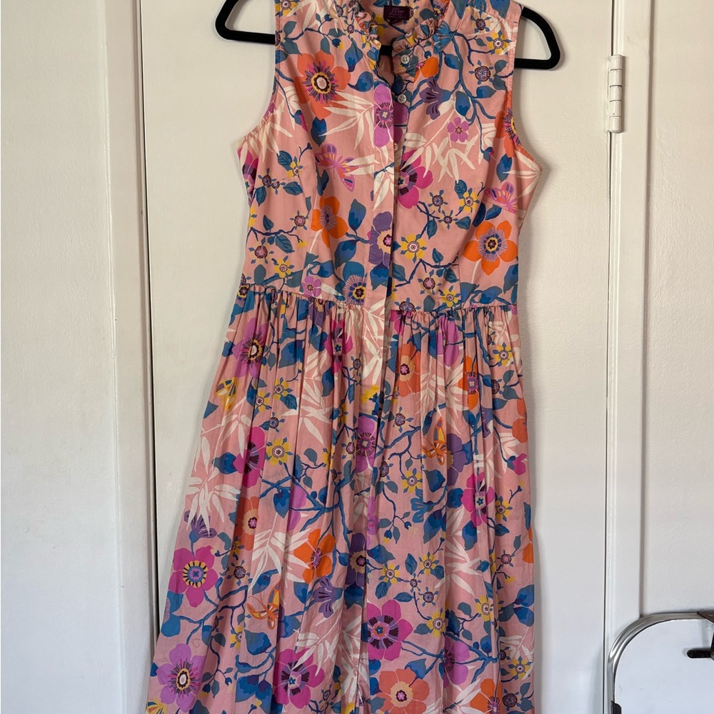 J. Crew Liberty Fabric Vibrant Floral Button-Down Midi Dress Size 4 - Picture 5 of 10